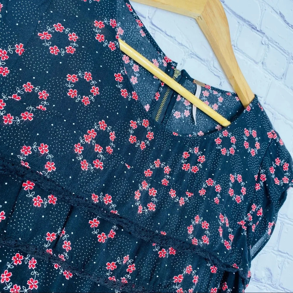 Free People Floral Ruffle Tiered Crop Top Size Small - Picture 4 of 12